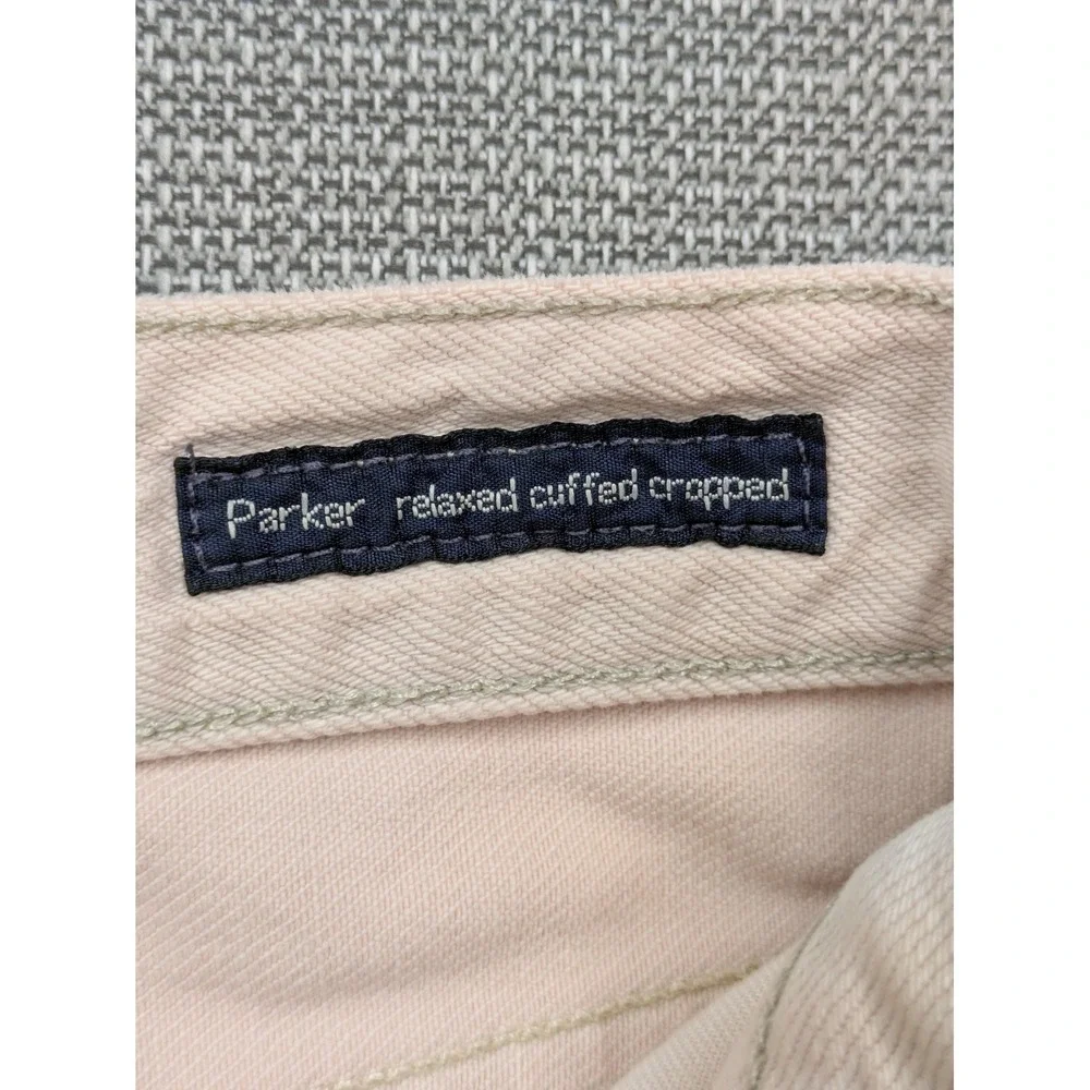 Citizens Of Humanity Parker Jeans Womens Pink Relaxed Cropped Raw Hem Button Fly